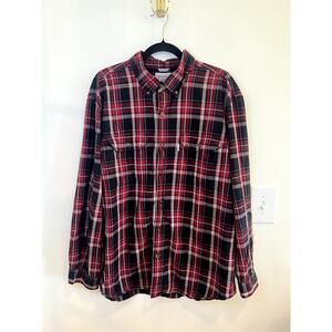 Carhartt Relaxed Fit Plaid Flannel Shirt Mens XL Red Black Button Front Workwear